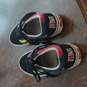 Vans Old Skool Rally Red and Blue Checkerboard Skate Shoe.